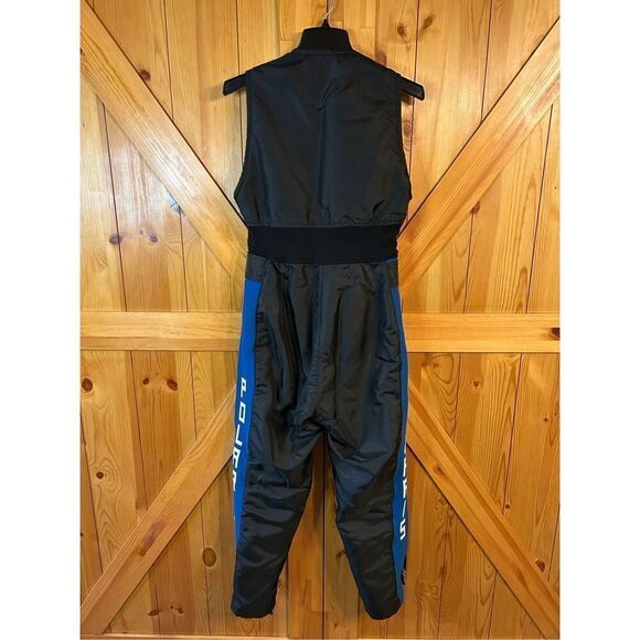 Vtg 1970 Polaris Snow Pants Bib Snowmobile Suit Ski Overall Black Blue Rare Knit - Picture 7 of 11